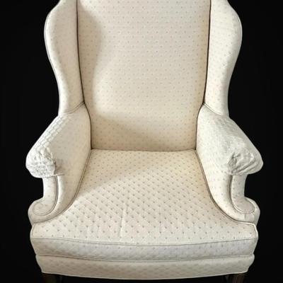 Sherrill Furniture Beige Upholstered Wingback Chair