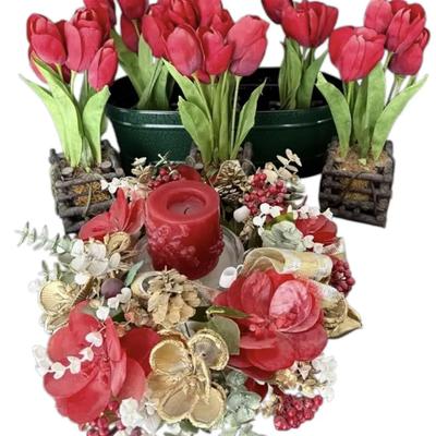 Red & Gold Toned Faux Foliage Decor 