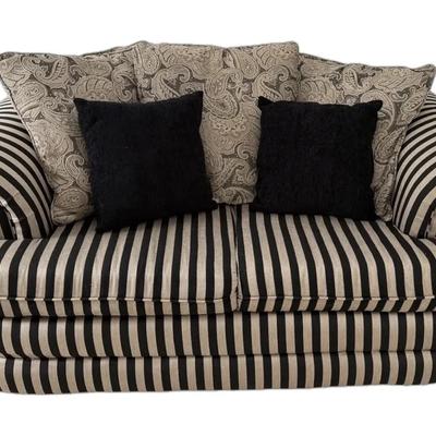 Black & Tan Striped Loveseat By River Chest 