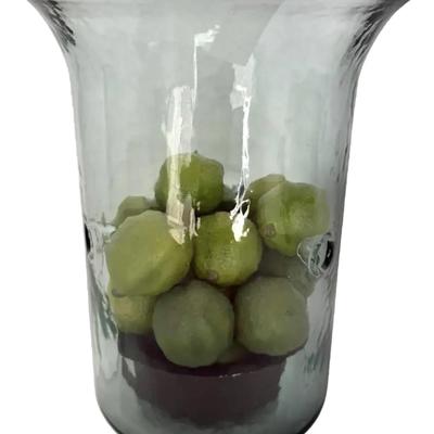 Glass Hurricane Candle Holder With Decorative Limes 