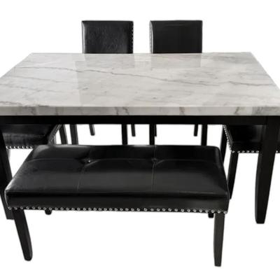 Steve Silver Marble Top Dining Table with 4 Chairs & Bench 