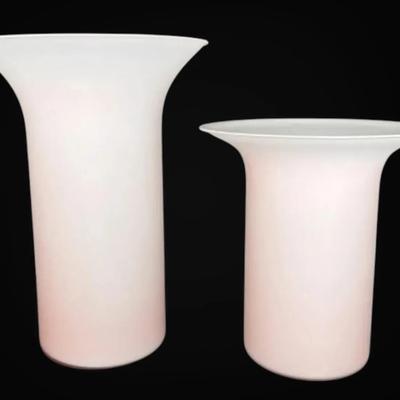 Cased Glass Pink To White Ombré Vases 