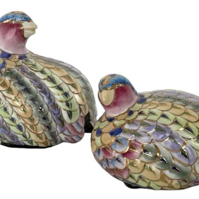 Vintage Toyo Hand-Painted Porcelain Quails 