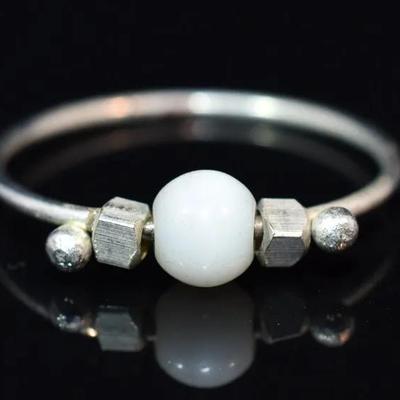 Silver-Tone Bead Ring