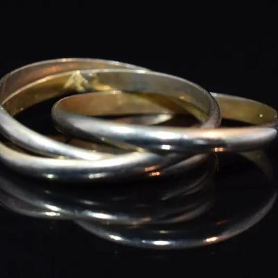 Tri Band Silver-Tone Ring