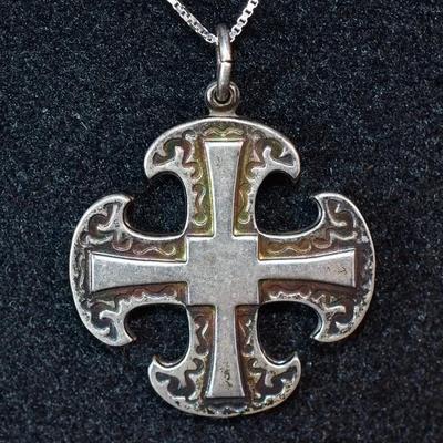 Vintage English Sterling Silver Maltese Cross Pendant - Birmingham Assay, 1985