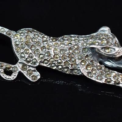 Marcasite Sterling Silver Panther Brooch