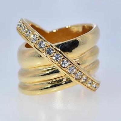 Gold-Tone Crossover Ring