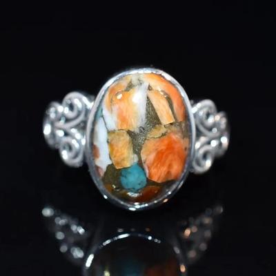 Natural Oval Kingman Turquoise Cabochon Sterling Silver Ring