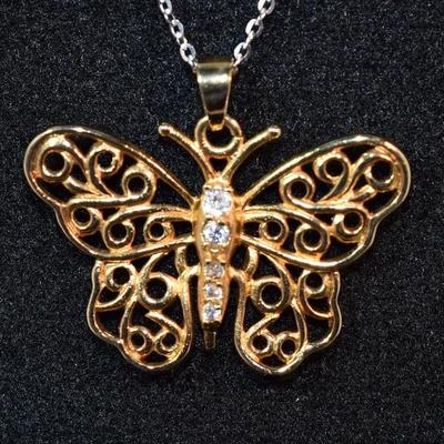Gold-Tone Butterfly Pendant
