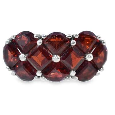Square Garnet Sterling Silver Ring