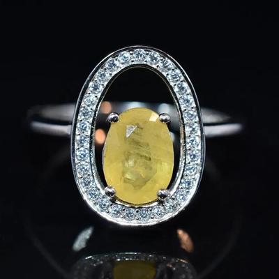 1.3 Carat Natural Yellow Sapphire Sterling Silver Modernist Ring