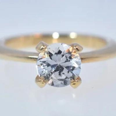 Round White Topaz 18k Yellow Gold Plated Ring