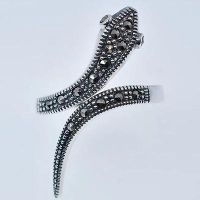 Marcasite Sterling Silver Serpent Wrap-Around Ring