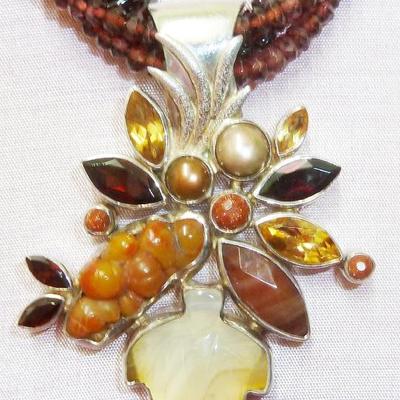 Sale Photo Thumbnail #34: Sterling "Echo of the Dreamer" gemstone necklace SIGNED