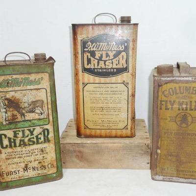 Sale Photo Thumbnail #5: vintage advertising lot, fly chaser cans