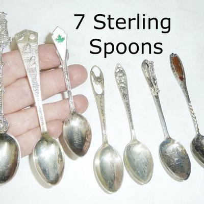 Sale Photo Thumbnail #58: Sterling & other souvenir spoons