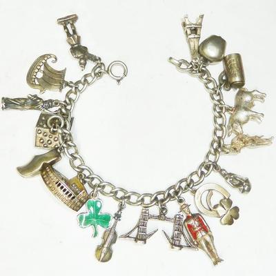 Sale Photo Thumbnail #64: Sterling, 800, 835 charm bracelet
