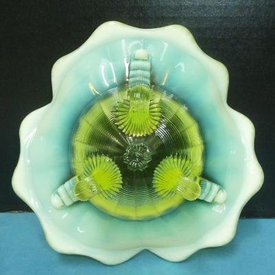 Sale Photo Thumbnail #59: Northwood vaseline opalescent bowl