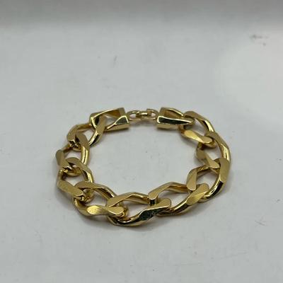 Authentic Vintage Christian Dior Gold-Tone Curb Chain Bracelet w/ Graduated Links
