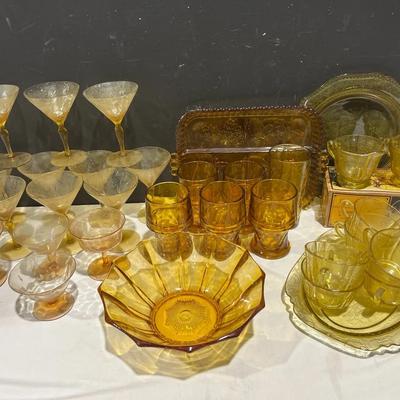 Recollection Federal Yellow Glass, Amber Glassware, Dishes & More