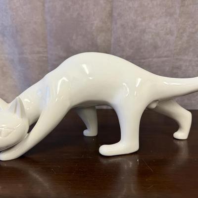 Johannes Henke KPM Berlin Porcelain “Walking Cat” Mid-century Modern Figurine