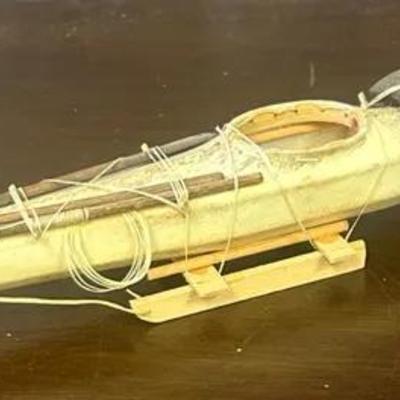 Vintage Eskimo Inuit Animal Hide Model Kayak