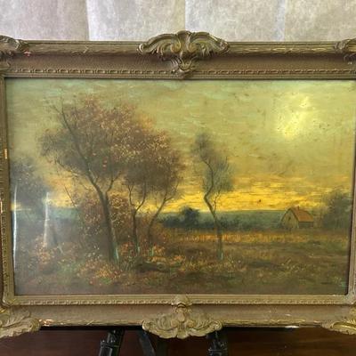 Vintage Ornately Framed Luminous Landscape Print on Board