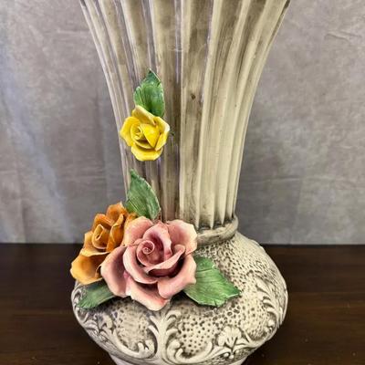 Vintage Italian Capodimonte Porcelain Floral Vase