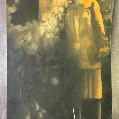 Large Strange Signed Abstract Outsider Oil Painting on Canvas