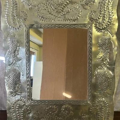 Handcrafted, Large, Punched Tin Wall Mirror