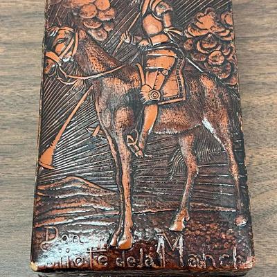 Vintage Don Quixote Faux Leather Cigar Box