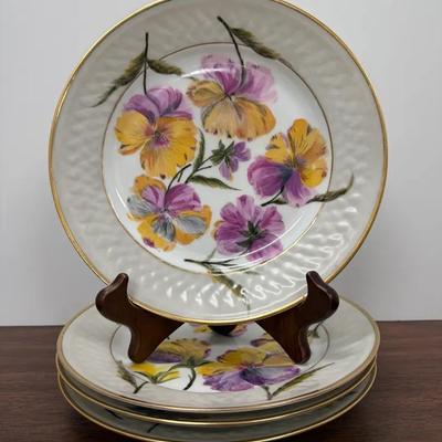 Limoge Light Gray Floral China Plates