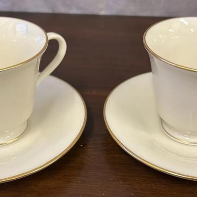 Hayworth by Lenox Gold Trim Footed Cups and Saucers