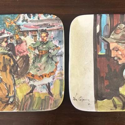 Vintage Ceramic Plates Featuring Replicated Italian Paintings