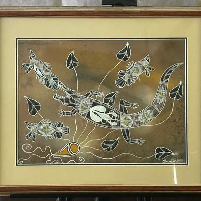 Balan Da, Vintage Framed Aboriginal Crocodile Print (1994)