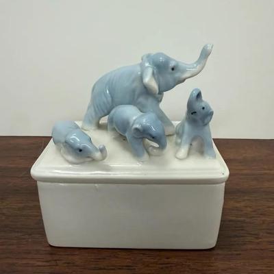 Antique Porcelain Elephant Trinket Box