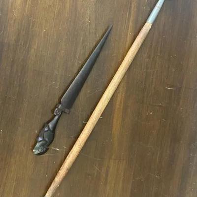 Zulu Tribal Spear & Wooden Chameleon Letter Opener 
