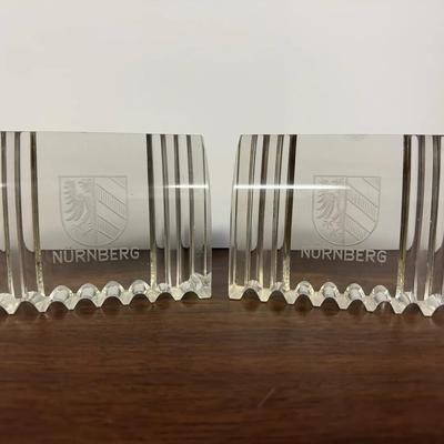 Vintage Nürnberg Etched Glass Paperweights 