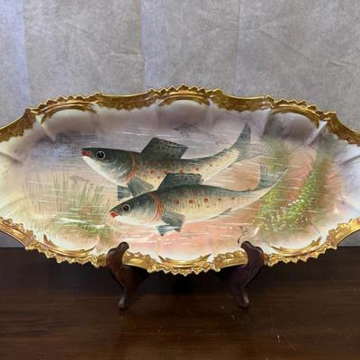 Antique Signed Limoge Fish Platter
