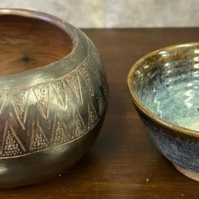 Pair of Two Ceramic, Handcrafted Decorative Bowls 