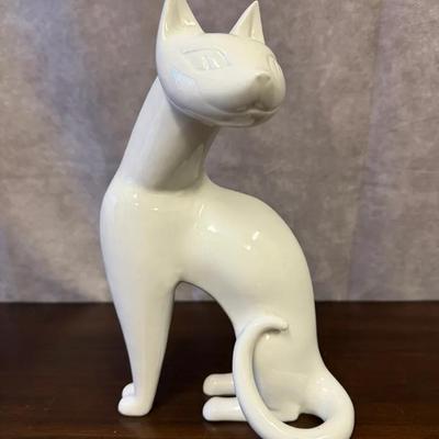 Johannes Henke KPM Berlin “Sitting Cat” Porcelain Mid-Century Modern Figurine