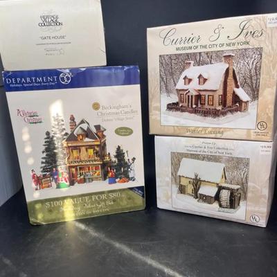 Collection of Christmas Buildings by Department 56 and Currier/Ives includes Dickens Village & more 