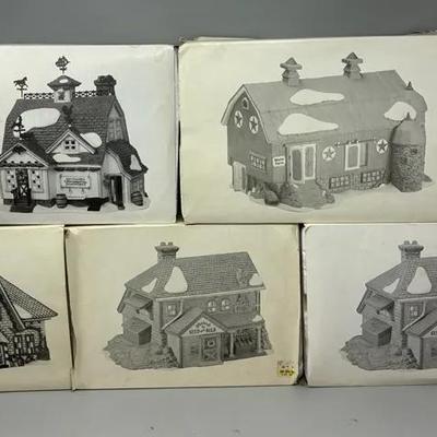 Department 56 - New England Village - Town Buildings and Barn