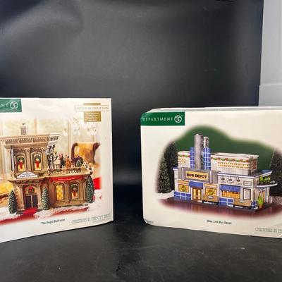 Lot of Two Department 56 Buildings from Christmas in the City Series - Ballroom and Bus Depot