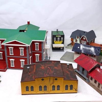 Collection of Plastic Train Model Buildings, Grocery Store, Residential Large Building and More