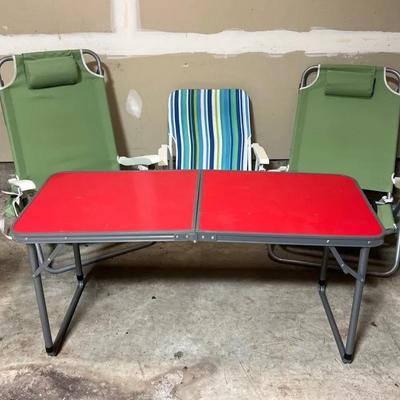Beach Chairs And Adjustable Table