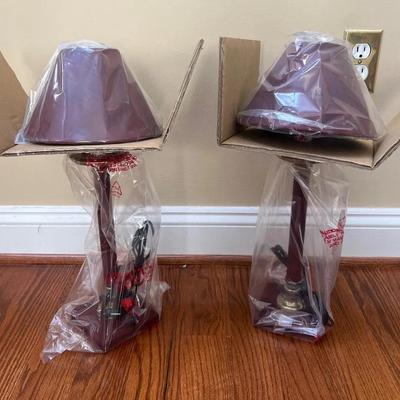 Faux Marble Red Candle Lamps (2) Bombay Company