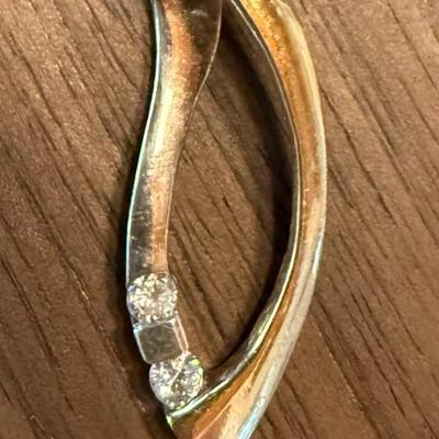 Hand Designed 14k Gold & Diamond Slide Pendant - 2.78 Grams