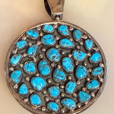 Rare Stunning Benson Yazzie Two Sided Large Sterling Silver Pendant W Turquoise & Inlay Butterfly 100.95 Grams
